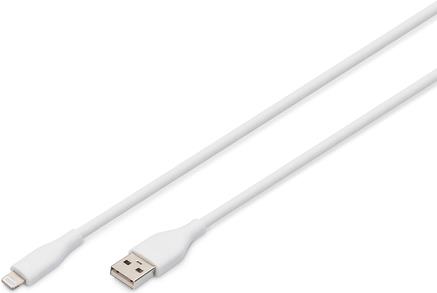 DIGITUS Lightning Silikon Anschlusskabel, USB-A - Lightning 0,5m, weiß (AK-600108-005-W)