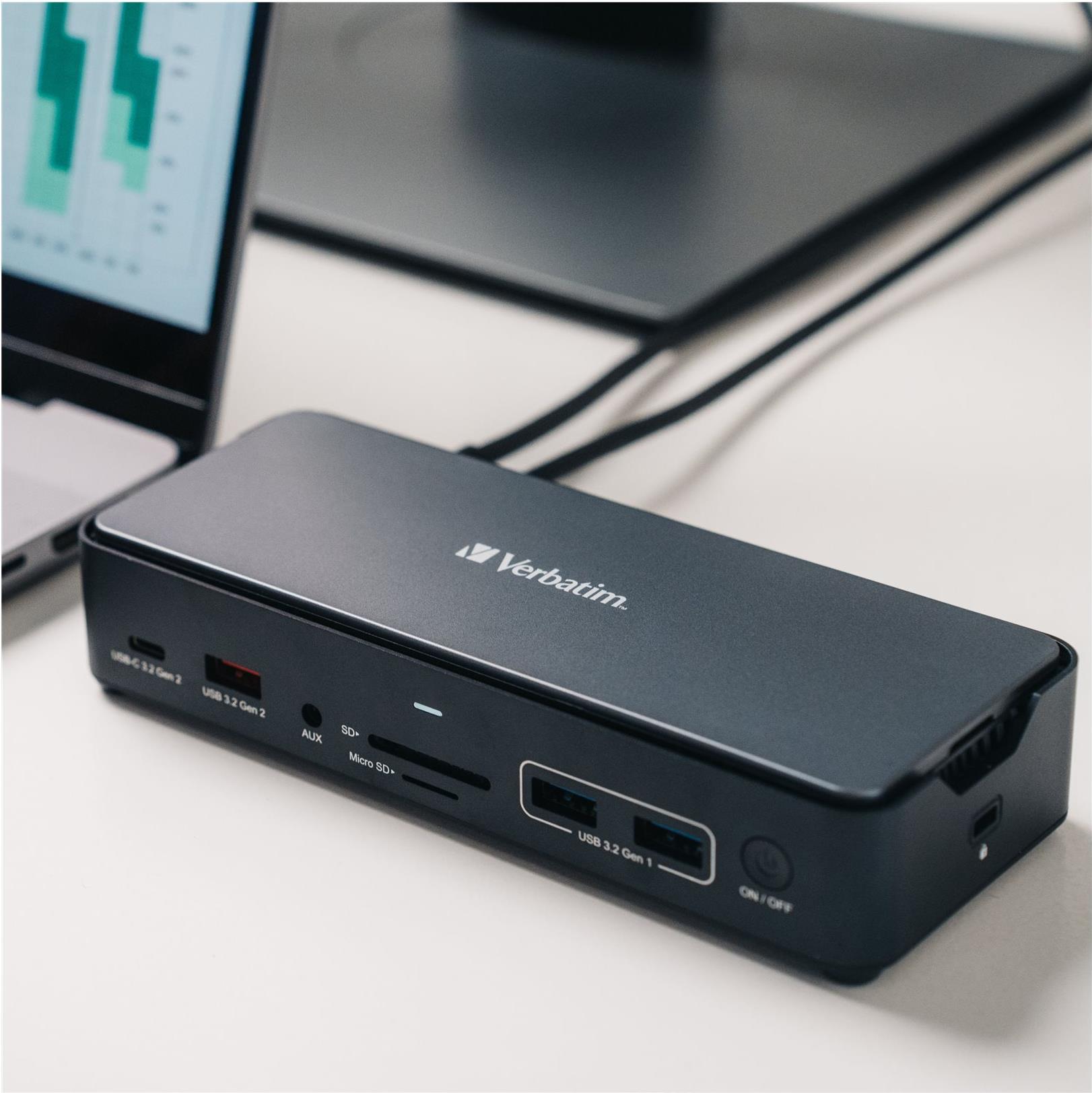 Verbatim Pro CDS-15SSD Dockingstation USB-C 100W Power Delivery Schwarz Grau