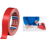 tesa Verpackungsklebeband 60404, 6 mm x 66 m, rot aus PVC, hohe Klebkraft, Kleber auf Naturkautschukbasis, - 1 Stück (60404-00009-00)