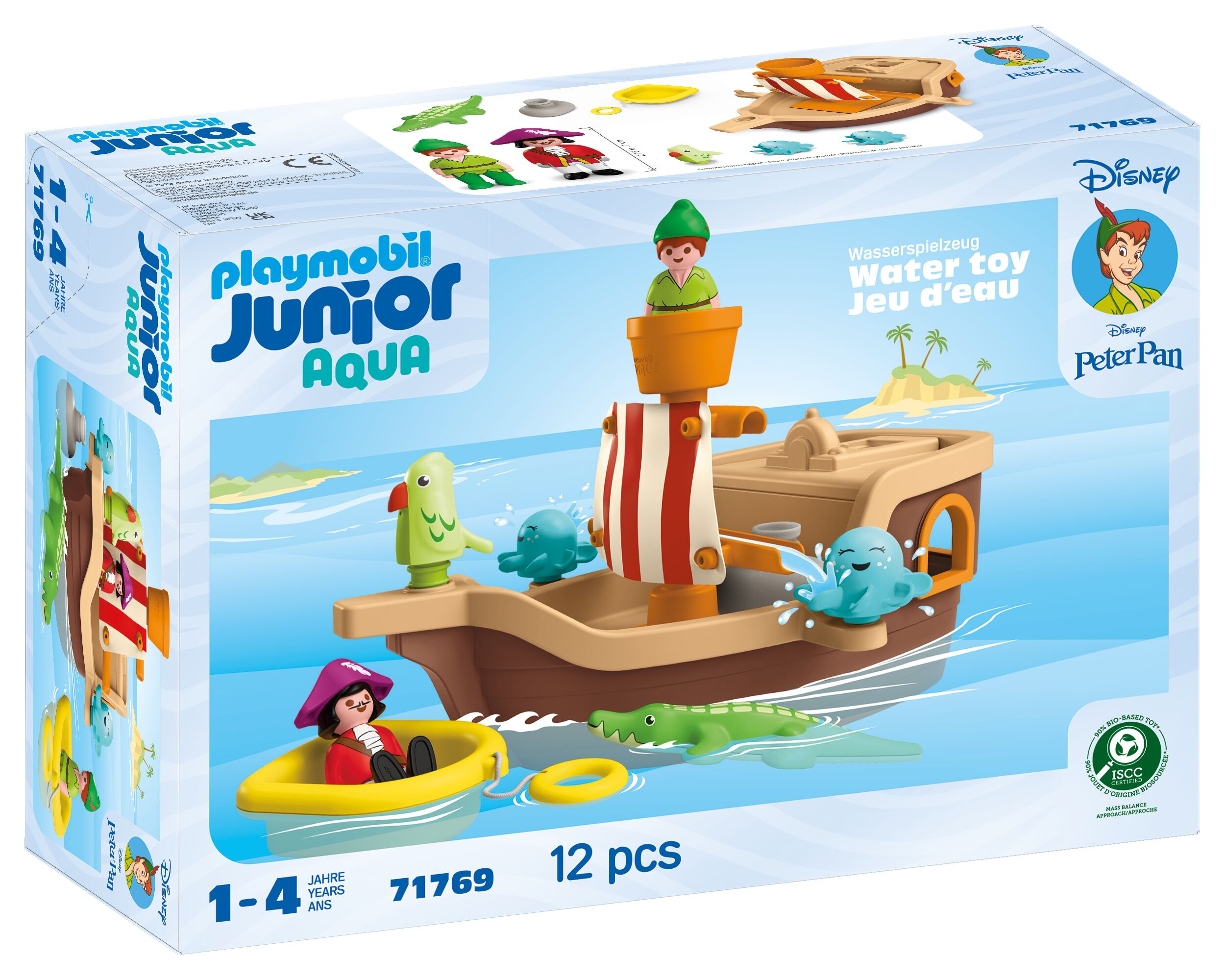 Playmobil Junior 71769 Peter Pans Piratenschiff mit Wasserspritzspaß, 40 Teile, Mehrfarbig