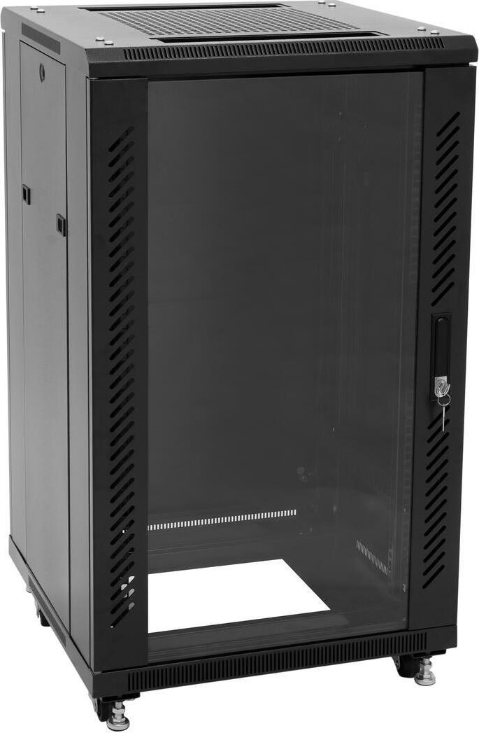 ROADINGER SSC-16 Stahlschrank mit Glastür 16HE 19" Rack 150 kg Last