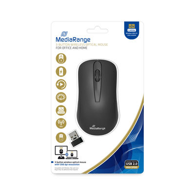 MediaRange MROS209 Kabellose Maus Optisch 1200 DPI 3 Tasten Schwarz