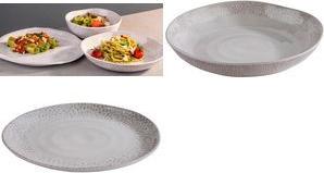 APS Teller FOOTMARK, tief, Durchmesser: 240 mm, weiß/grau aus Melamin, spülmaschinengeeignet, hitzebeständig - 1 Stück (85322)