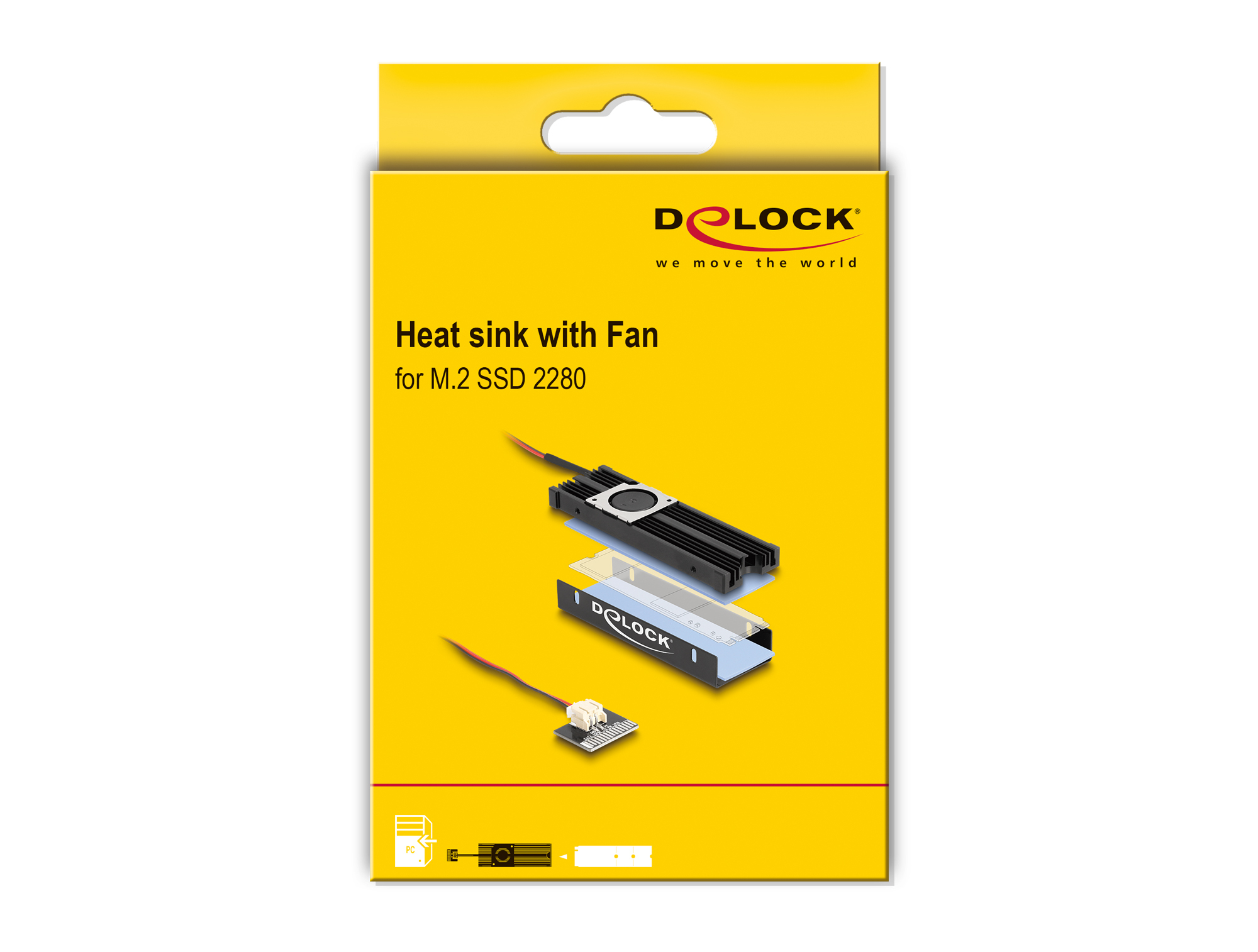 Delock Kühlkörper mit Lüfter für M.2 SSD 2280 Schwarz