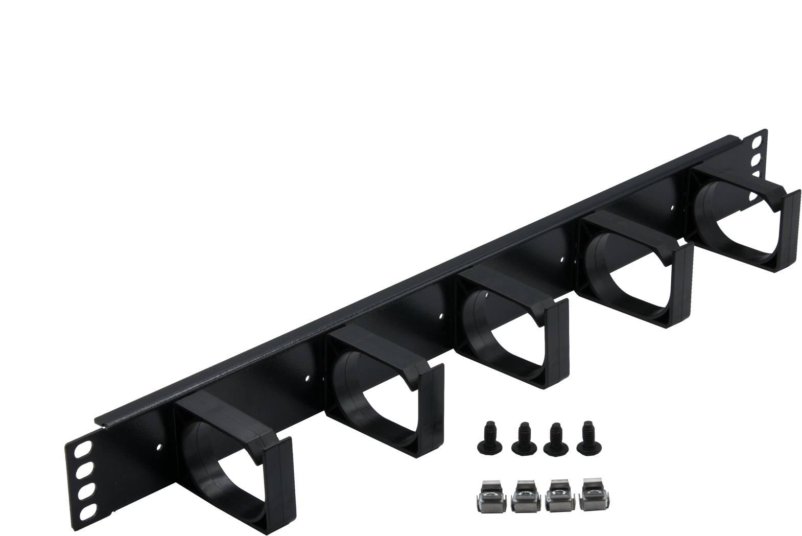 Rockstable RS19-03 1U 19" Kabelmanagementtafel 5-Fach Rangierpanel Schwarz