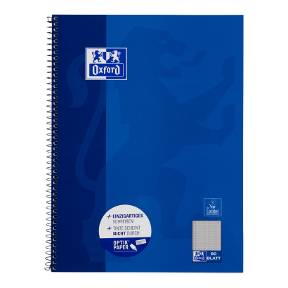 Oxford Collegeblock A4 kariert 80 Blatt 90 g/m² Optik Paper 4-fach Lochung Blau