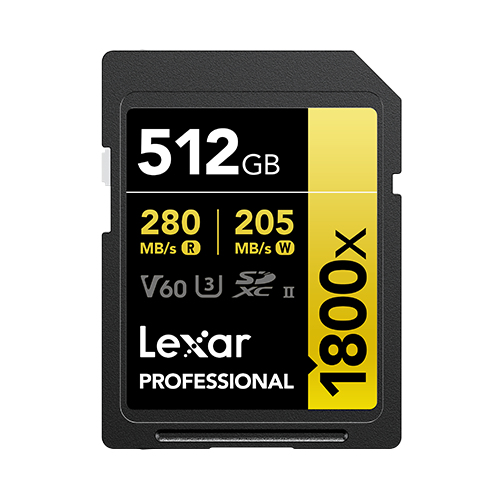 Lexar Professional GOLD Series Professional 1800x 512 GB SDXC UHS-II Schwarz, Gold