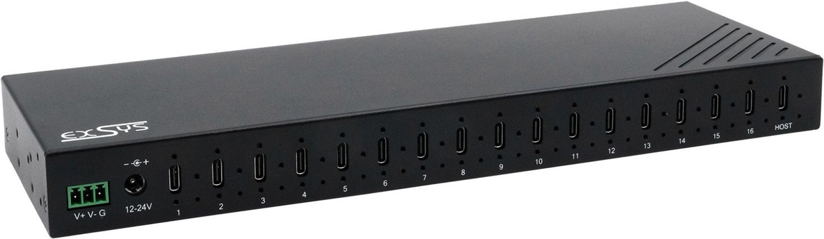EXSYS EX-12276HMS 16-Port USB 3.2 Gen 2 Metall HUB, mit 16x C-Anschlüsse (EX-12276HMS)