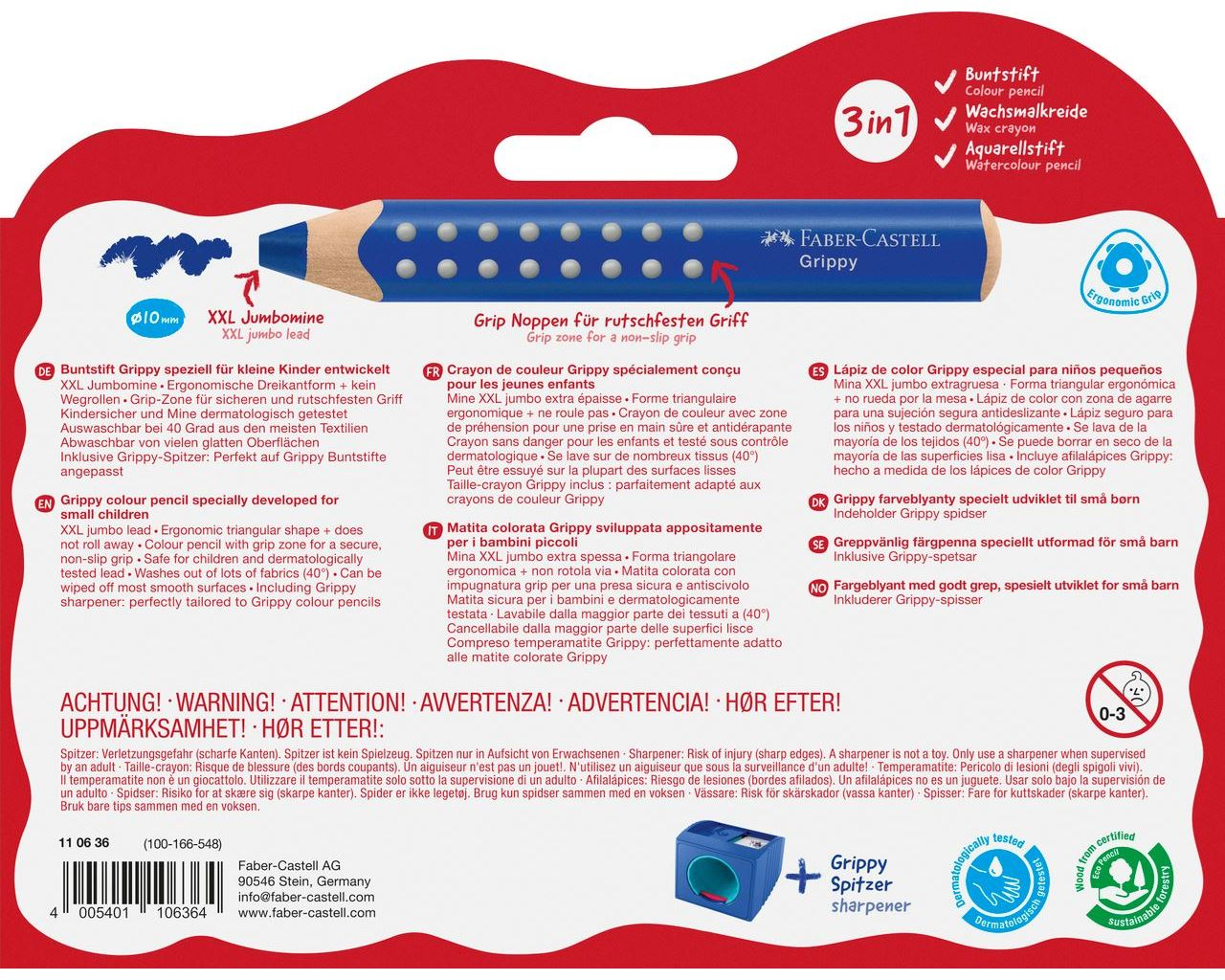 Faber-Castell Grippy Farbstift Mehrfarbig 10 St.