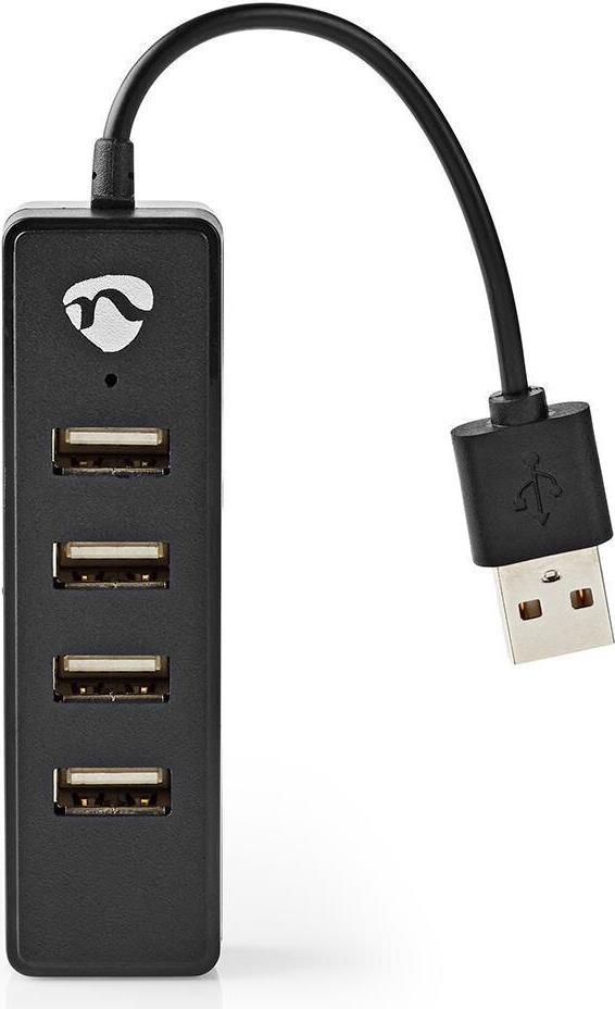 Nedis UHUBU2420BK Schnittstellen-Hub USB 2.0 480 Mbit/s Schwarz (UHUBU2420BK)