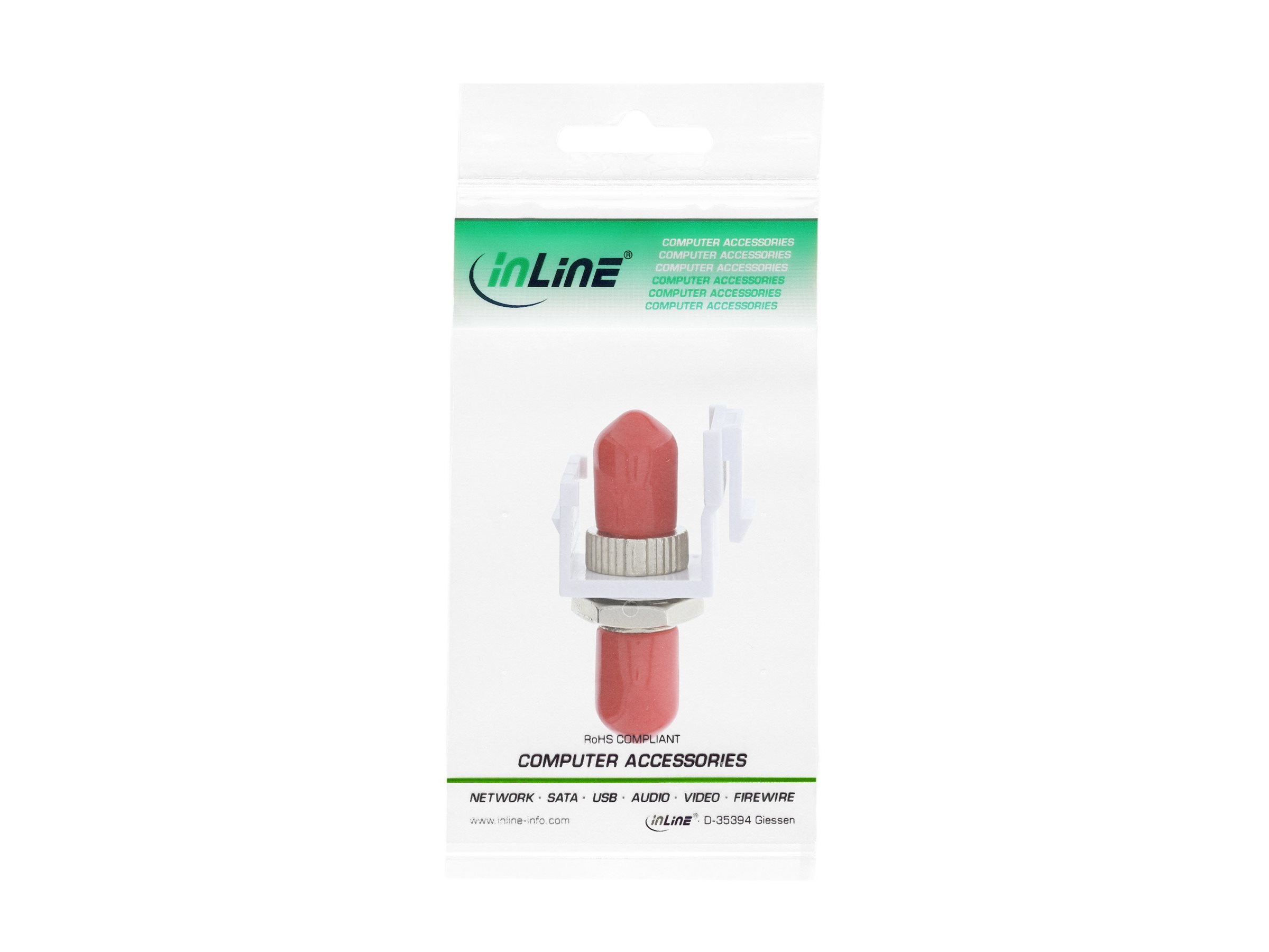 InLine LWL Keystone Snap-in Kupplung Simplex ST/ST Multimode Weiß
