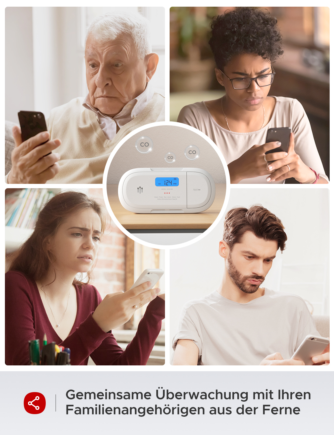 X-Sense XC04-WX Kohlenmonoxid-Melder Wi-Fi Kabellos Weiß