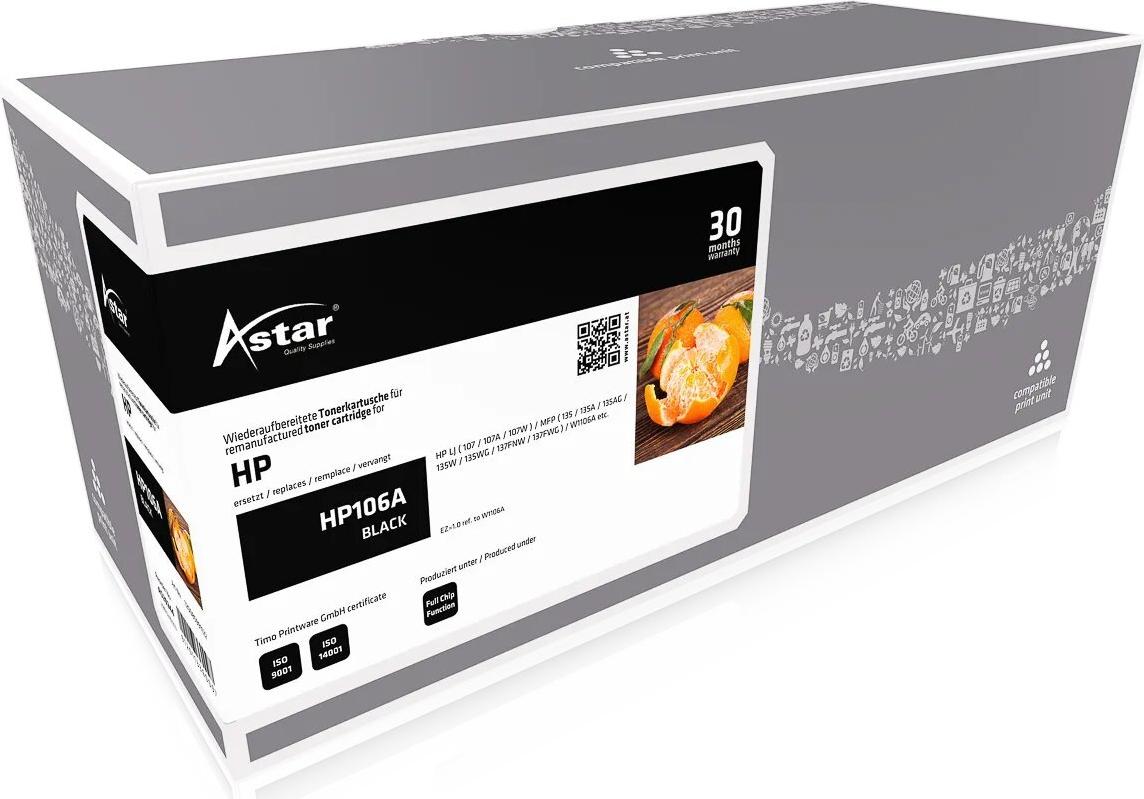 ASTAR AS20244 HP LJ 107A CARTRIDGE BLACK W1106A/HP106A 1000S. ohne Fuellstandsan. (AS20244)