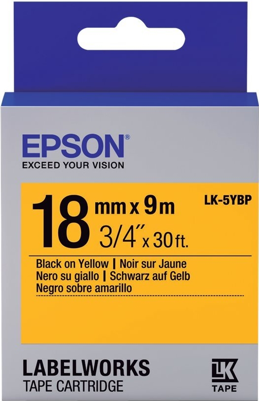 EPSON POS Epson Label Cartridge Pastel LK-5YBP Black/Yellow 18mm (9m) (C53S655003)