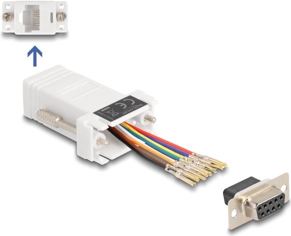 Delock D-Sub 9 Pin Buchse zu RJ45 Montagesatz weiß (67105)