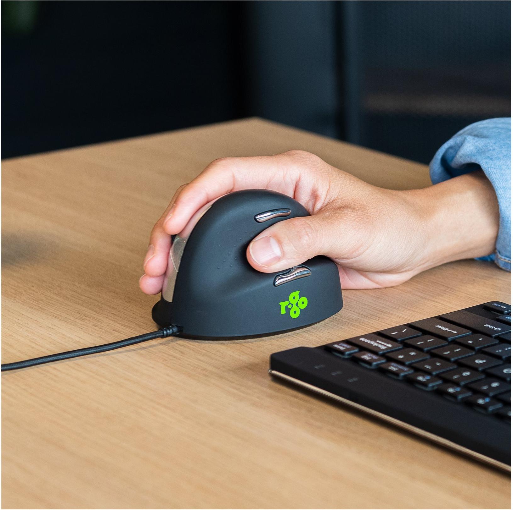 R-Go HE Vertical Mouse Large Right Ergonomische Maus Verkabelt USB Schwarz