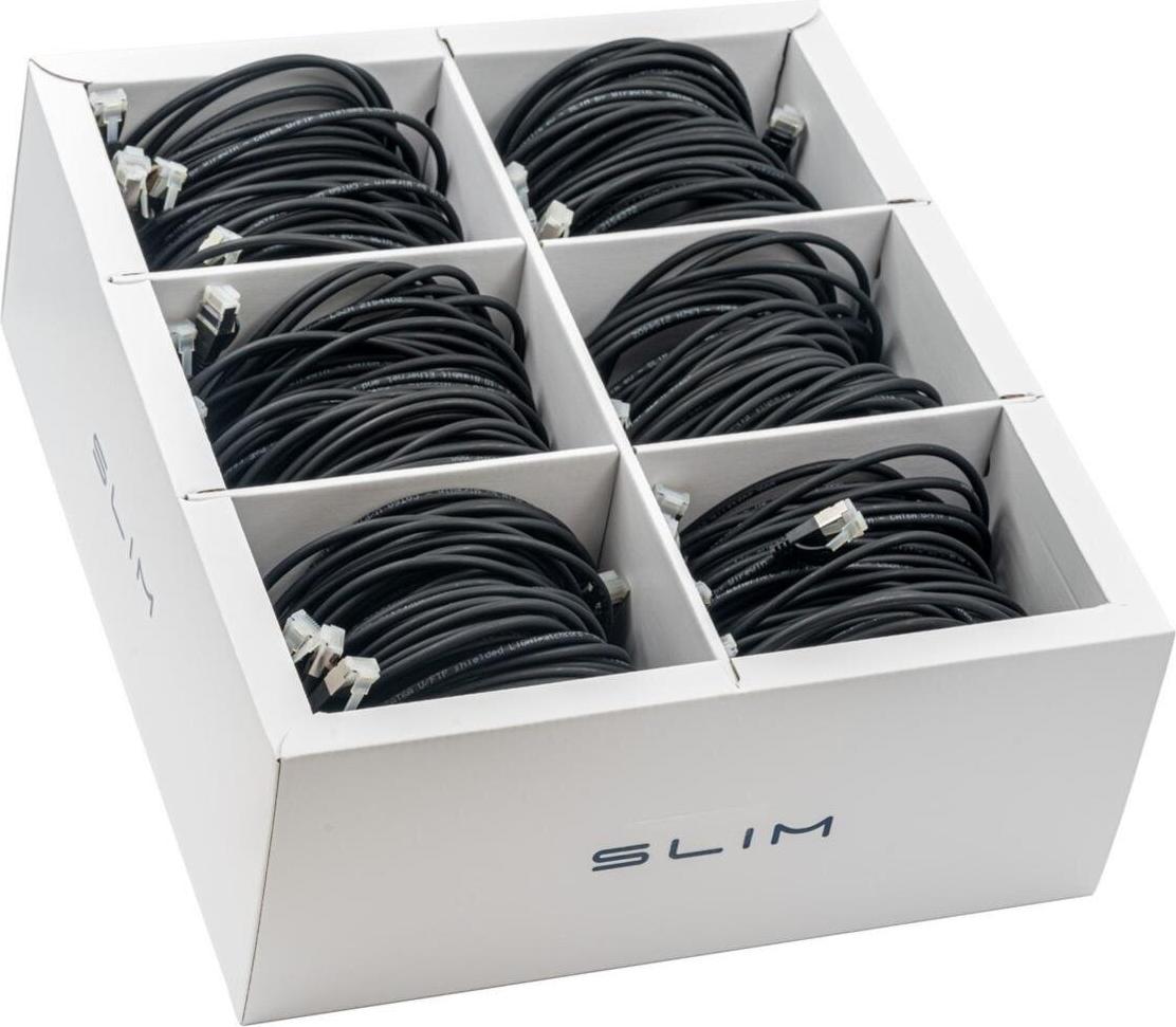 SLIM KAT6A 10 Gigabit Lightpatchkabel, 1,0m, U/FTP, Ø 3,8mm, schwarz, 90-Pack KAT6A LIGHT geschirmt (SLIM-LS-K6A 1.0 BK 90)