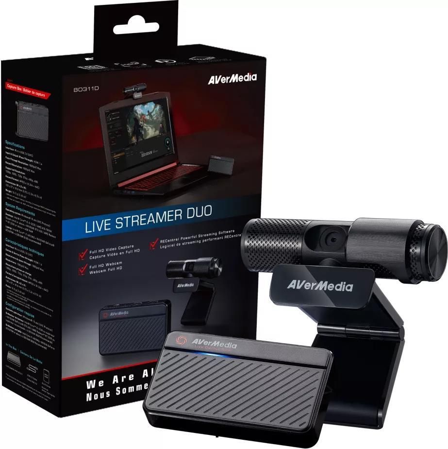 AVerMedia BO311D Live Streamer DUO Webcam 2 MP 1920 x 1080 Pixel USB 2.0 Schwarz (61BO311D00AM)