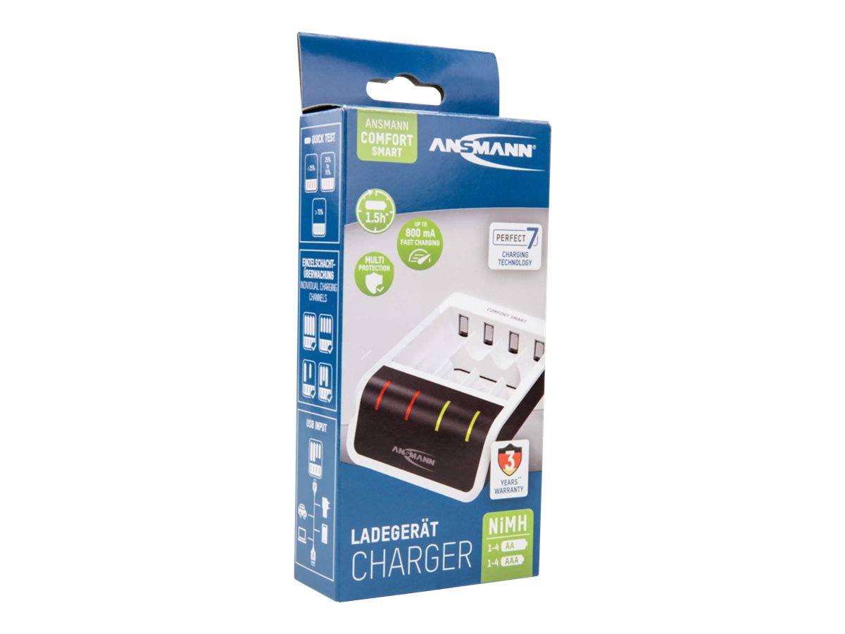Ansmann ANSMANN Comfort Smart USB-Batterieladegerät Schwarz, Weiß