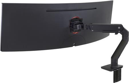 ERGOTRON HX HD Monitor Arm in Schwarz - Tischhalterung mit patentierter CF-Technologie für ultrawide Monitore bis 124,50cm (49") , 9,1- 19,1 kg, bis zu 1000R Wölbungsradius, VESA Standard (45-647-224)