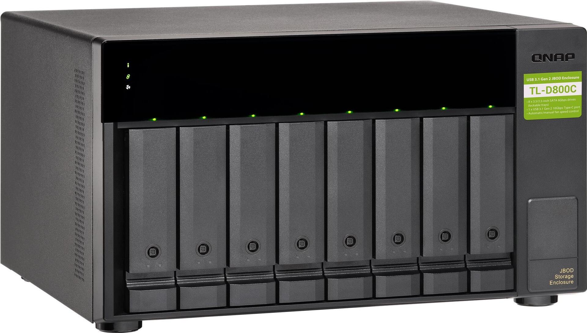 QNAP TL-D800C JBOD Festplatten-Array 8-Bay SATA USB 3.2 Gen 2 Schwarz, Grau