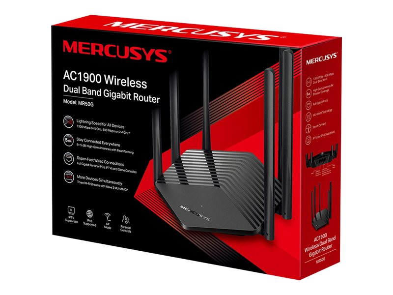 Mercusys MR50G WLAN-Router Wi-Fi 5 Dual-Band Gigabit Ethernet Schwarz