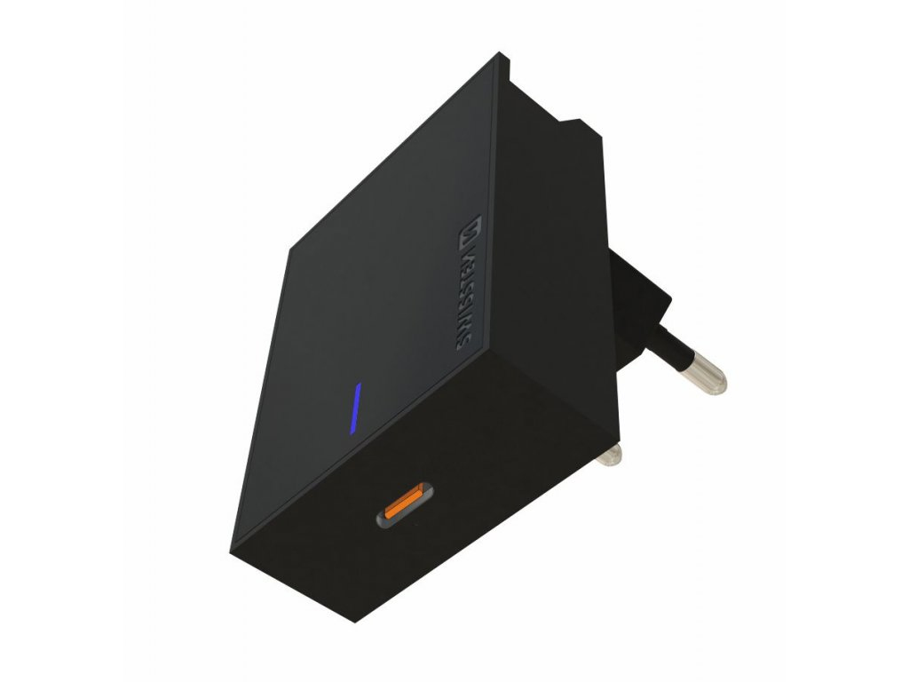 Swissten 22049000 Ladegerät für Mobilgeräte USB-C 100-240 V Schnellladung Schwarz