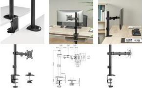 LogiLink Monitorarm, Armlänge: 376 mm, schwarz mit Tischklemme, Tragkraft: 9 kg, aus schwarzem Stahl, - 1 Stück (BP0171)