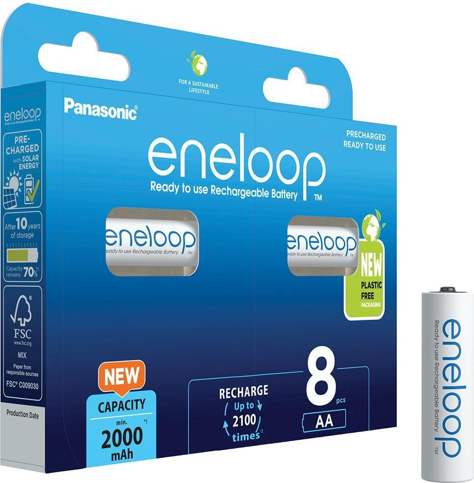 Panasonic eneloop BK-3MCDE/8BE NiMH Akku AA 1,2 V 2000 mAh 8er-Pack Weiß
