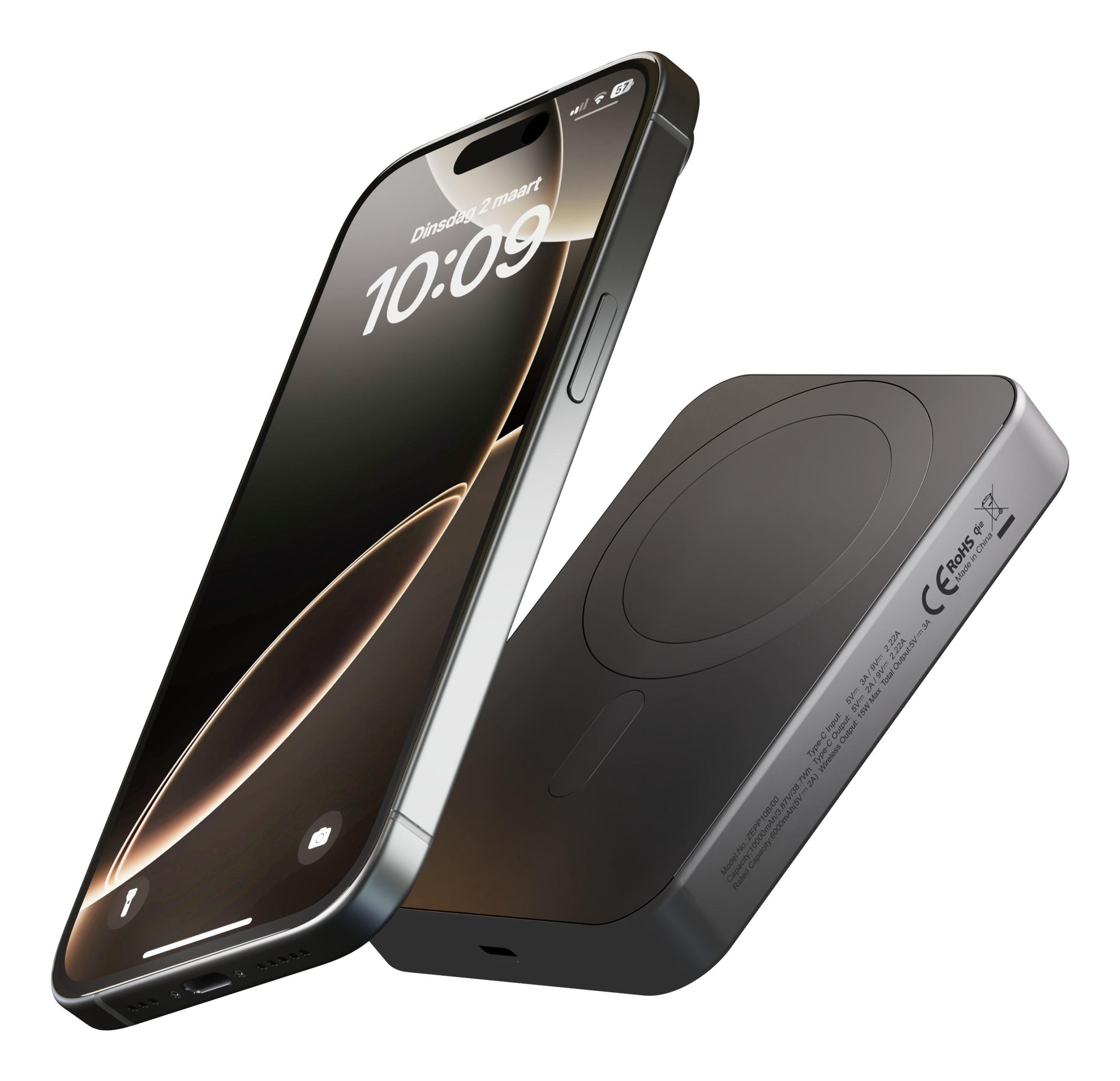 ZENS Pro 1 Induktive Powerbank 10000 mAh 15 W Qi2 USB-C Schwarz