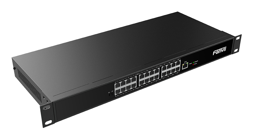 Fanvil PN24 2-Wire PoE Switch 24 Ports Unmanaged Fast Ethernet 160 W Gun Metal, Schwarz