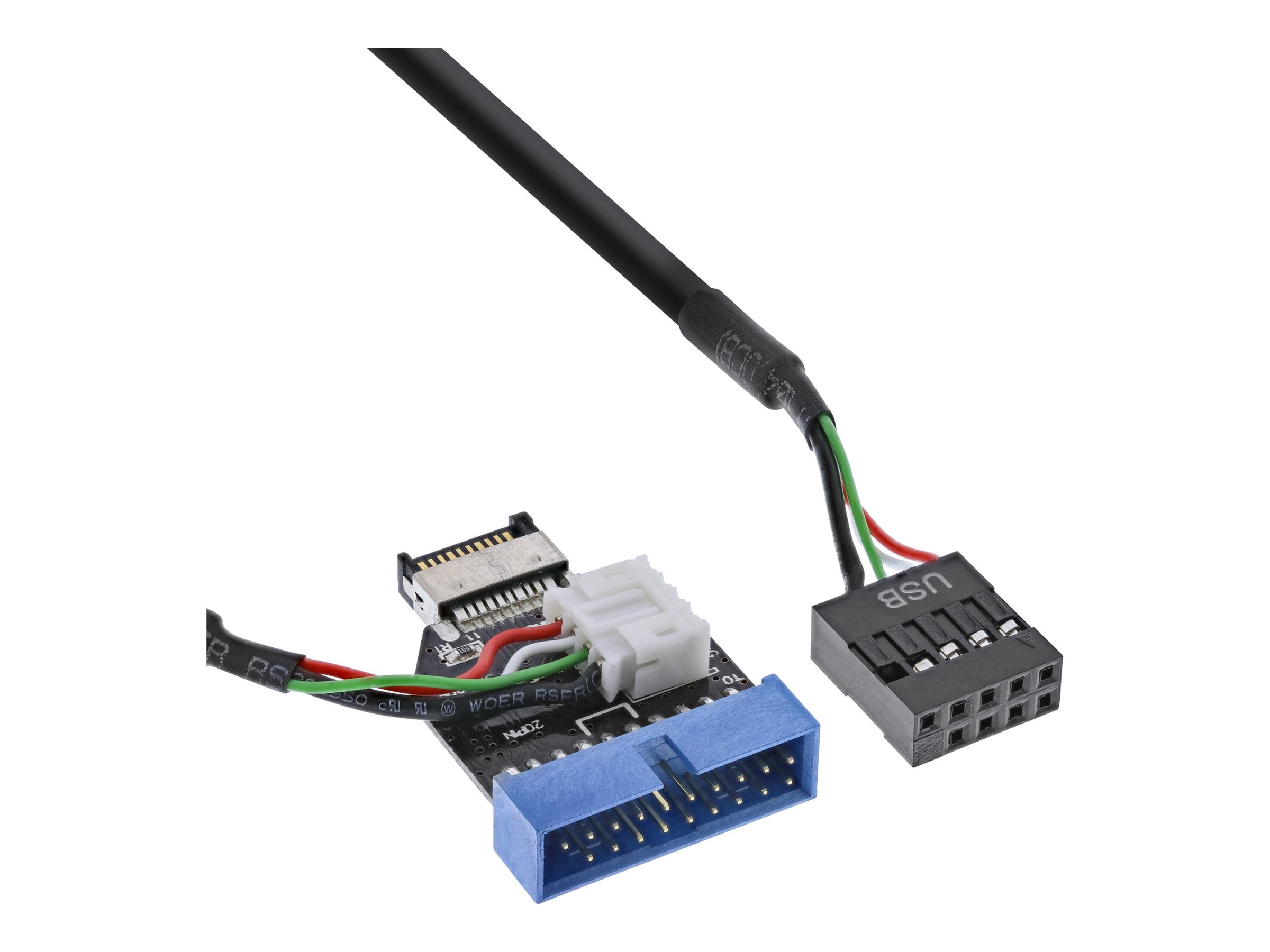 InLine 33446A Interner USB-Adapter 19-poliger USB 3.0 Kopf auf 9-poligen USB-Header 0,42 m Schwarz/Grün/Weiß