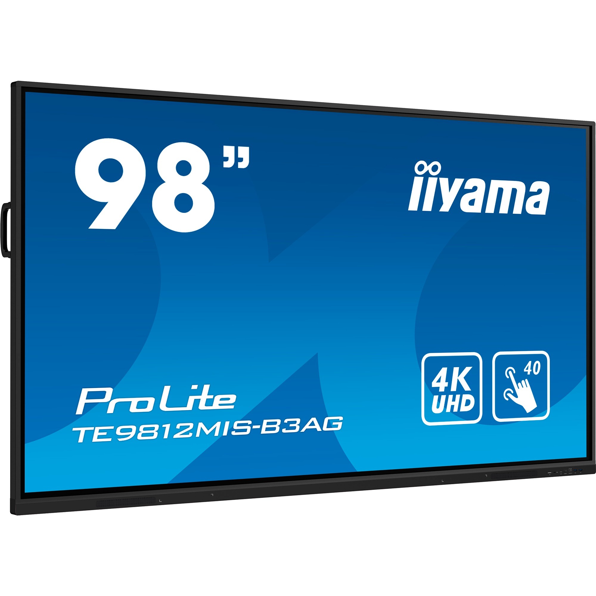 iiyama 98" iiWare10 , Android 11, 40-Points PureTouch IR with zero bonding, 3840x2160, UHD IPS panel, Metal Housing, Fan-less, Speakers 2x 16W front, VGA, HDMI 3x HDMI-out, USB-C with 65W PD (front), Audio mini-jack and Optical Out (S/PDIF), USB Touch Interface  [Energieklasse G] (TE9812MIS-B3AG)