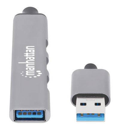 Manhattan 168427 USB-Hub 4-Port USB 3.2 Gen 1 Aluminium Space-grau