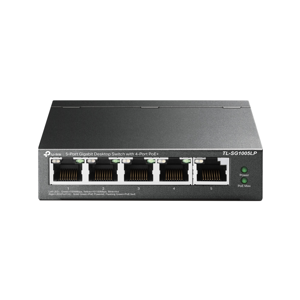 TP-Link TL-SG1005LP 5-Port Gigabit Switch 4× PoE+ 40 W Unmanaged Schwarz