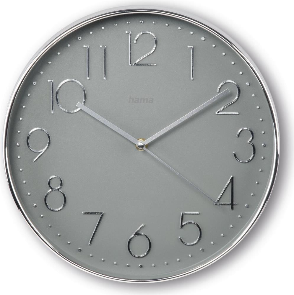 Hama Wanduhr Korsika, Ø 30 cm, ohne Ticken, Silber/Grau (00185874)