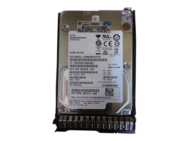 HPE Enterprise 870792-001 Festplatte 300 GB SAS 12 Gb/s 2,5" SFF 15000 rpm Hot-Swap Schwarz