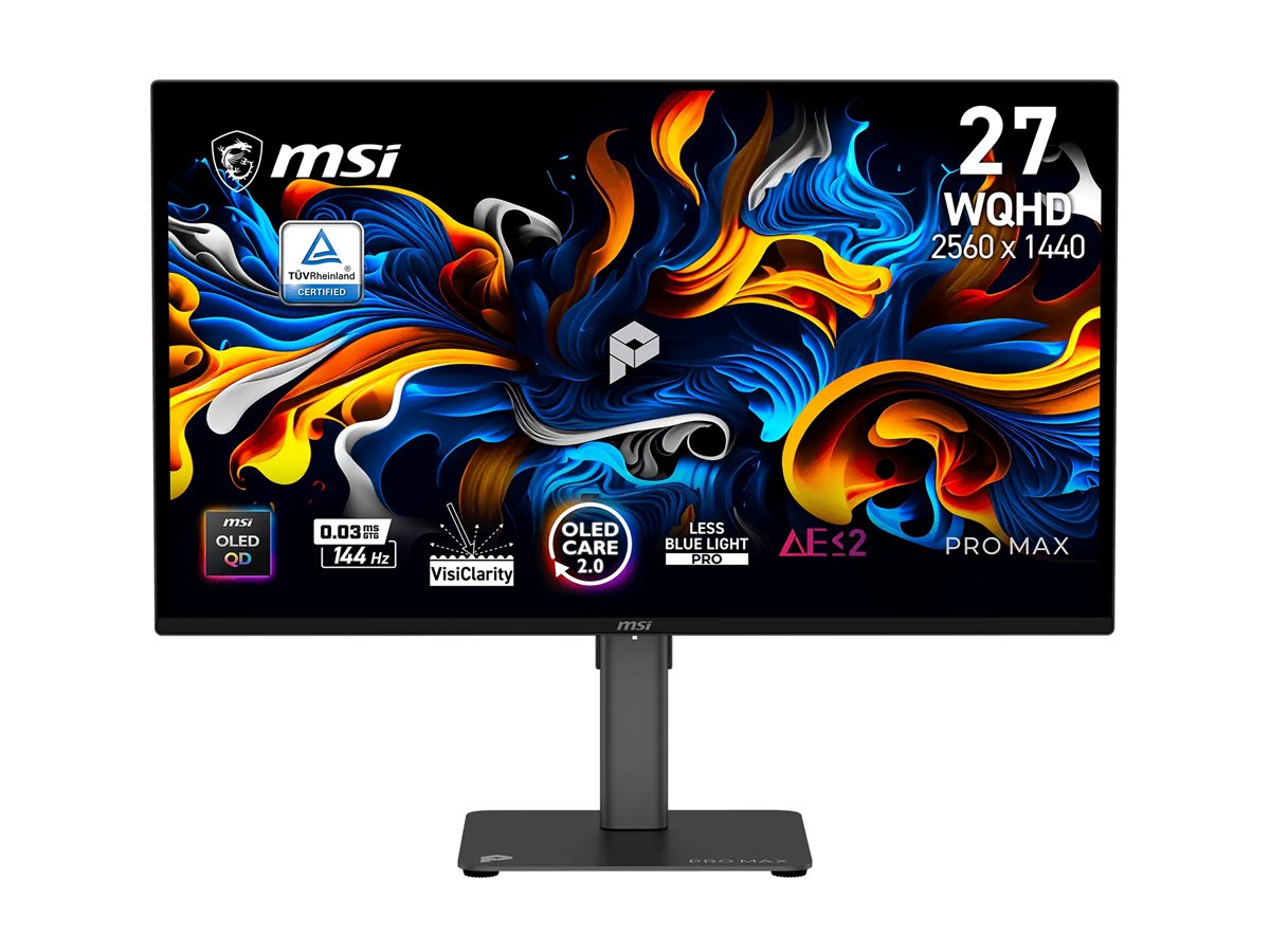 MSI PRO MAX 271QPX14G 27" QD-OLED Monitor 2560 x 1440 144 Hz HDMI DisplayPort USB-C