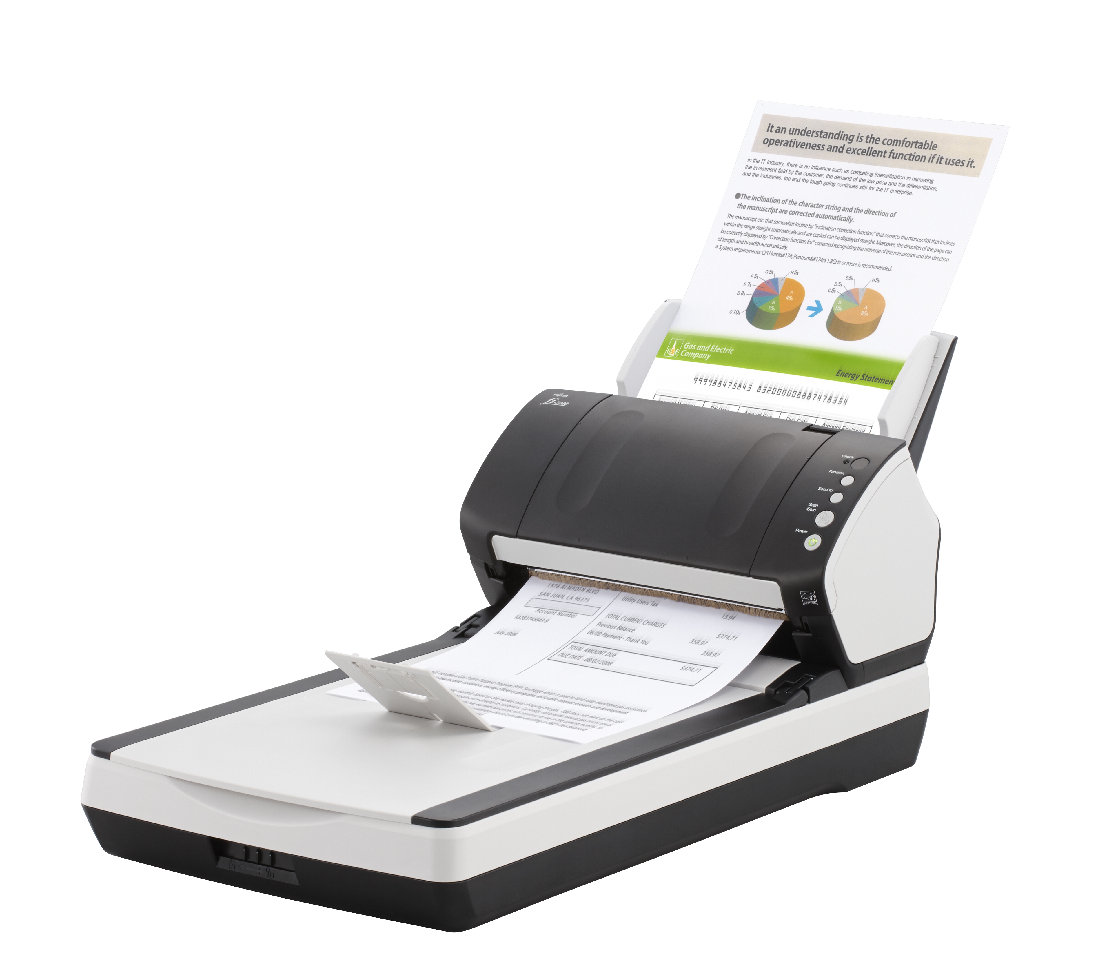 Ricoh fi-7240 Dokumentenscanner 600 dpi 40 ppm Duplex ADF 80 Blatt USB 2.0 Schwarz, Weiß