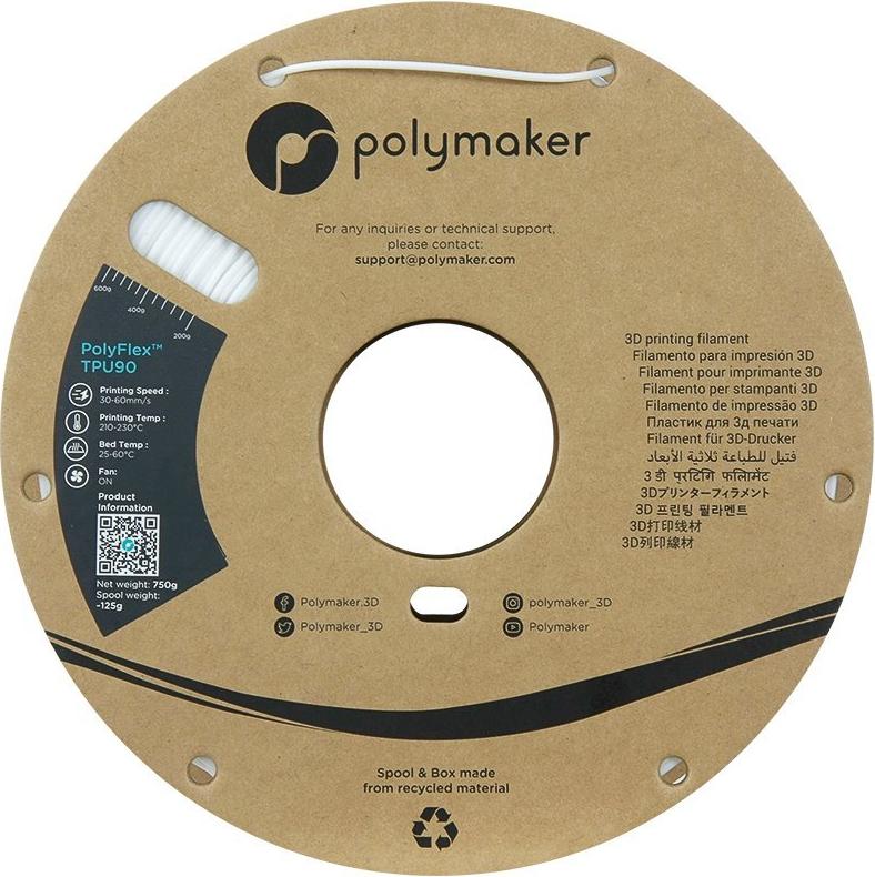 Polymaker PD02002 TPU90 Filament TPU flexibel 1.75 mm 750 g Weiß PolyFlex 1 St. (PD02002)