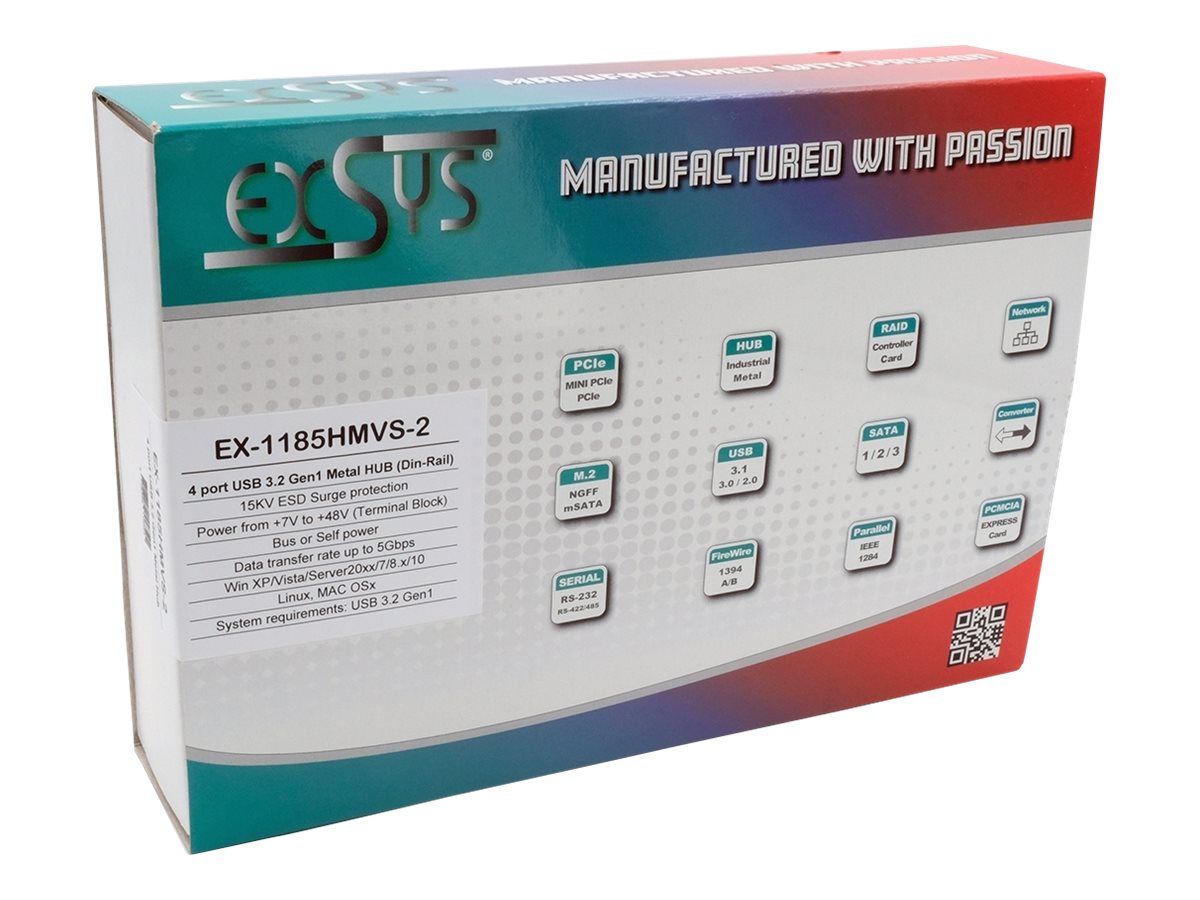 Exsys EX-1185HMVS-2 USB-Hub 4-Port Schwarz