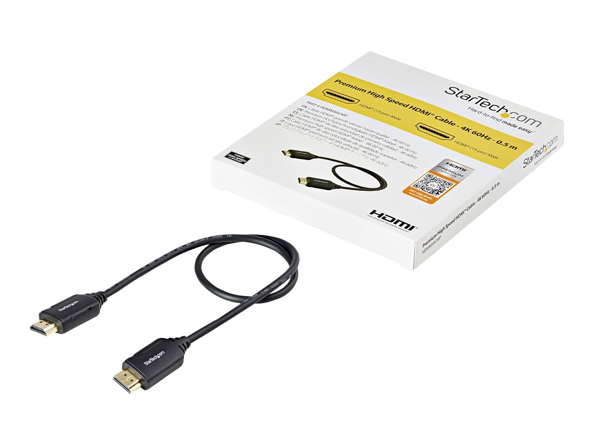 StarTech.com 4K HDMI Kabel 0,5m Premium High Speed mit Ethernet 2.0 Schwarz