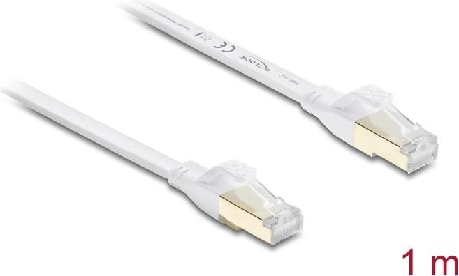 Delock RJ45 Flachband Patchkabel Cat.8.1 U/FTP bis 40 Gbps 1 m weiß (81025)