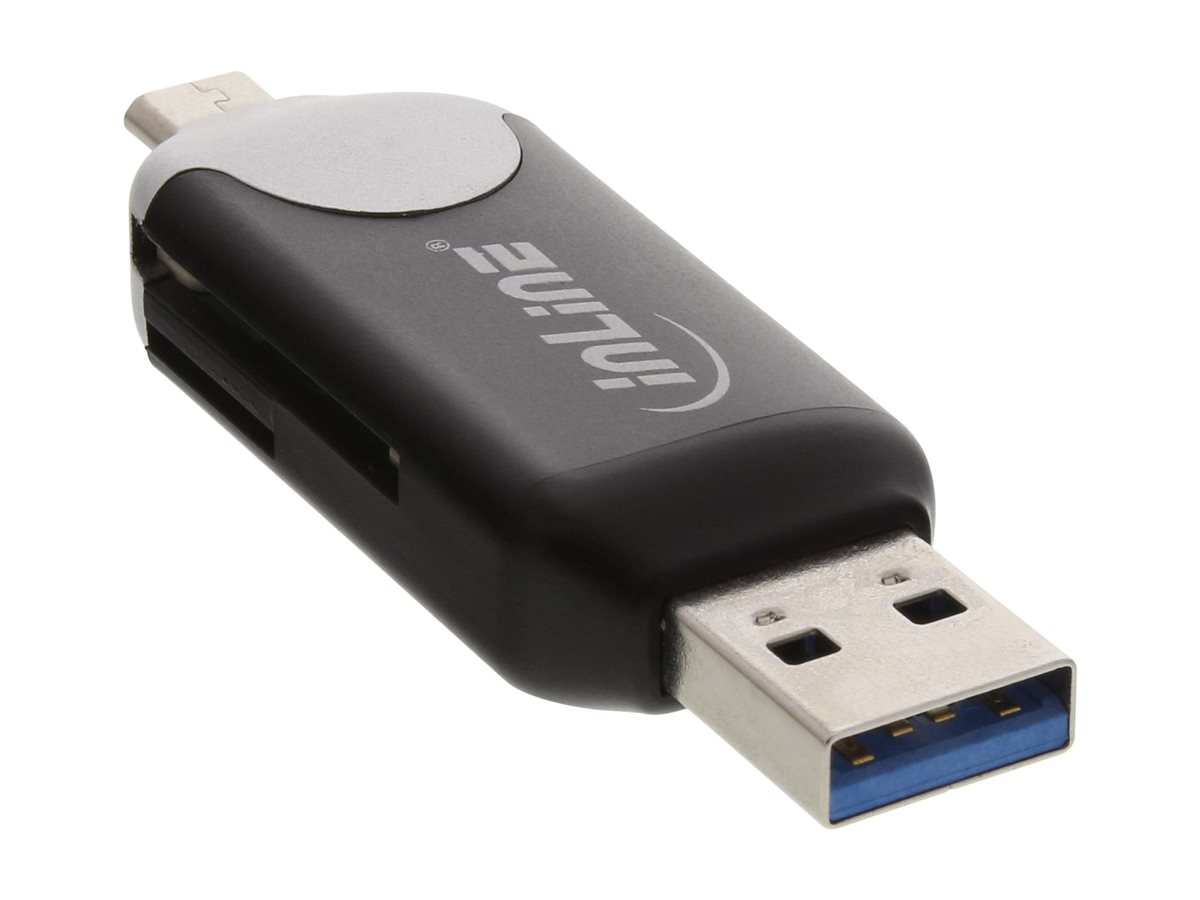InLine USB 3.0 OTG Dual Cardreader USB-A und Micro-USB für SDXC und microSDXC Schwarz
