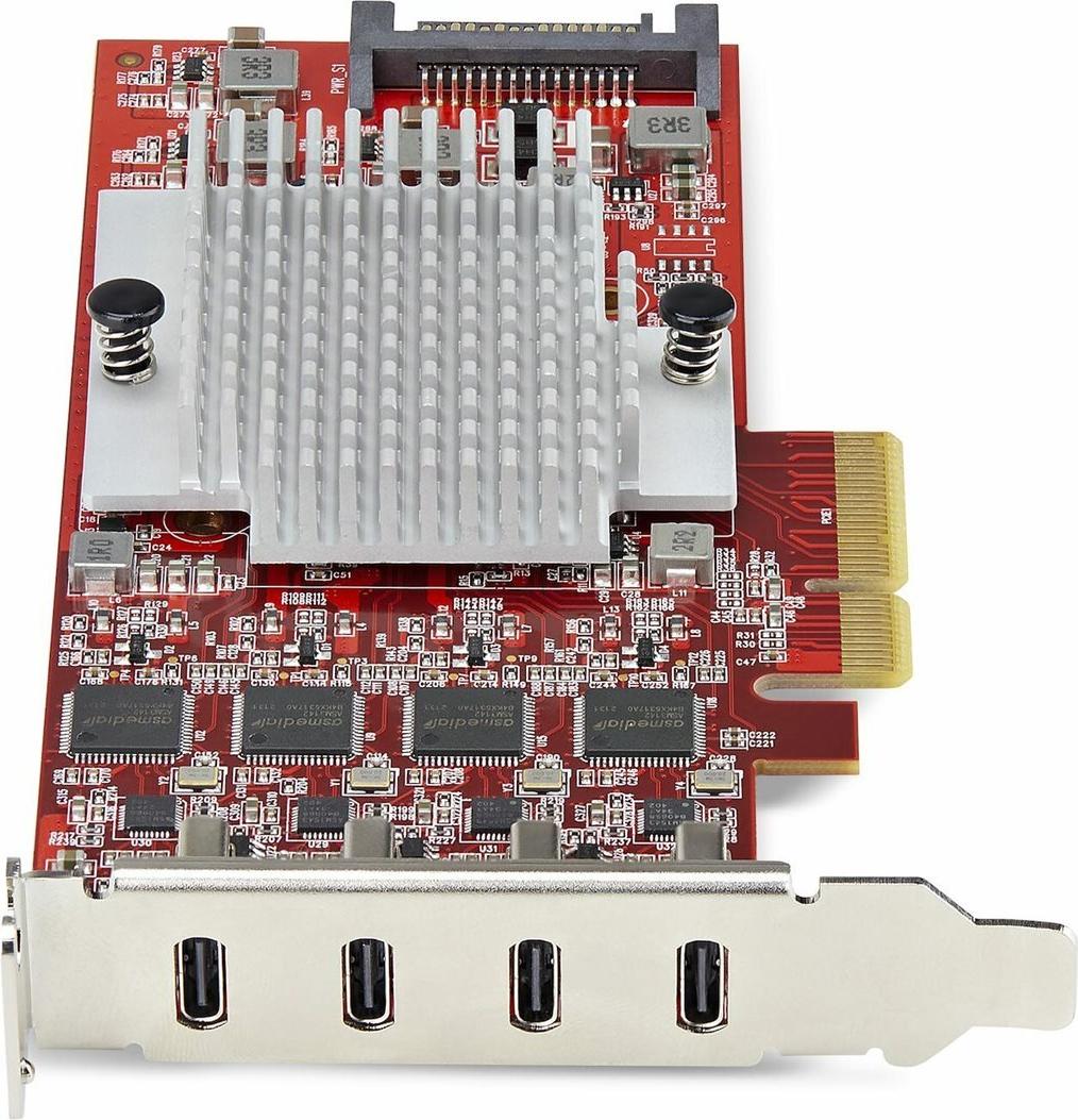 StarTech.com 4-Port USB-C PCIe 3.0 x4 Erweiterungskarte mit 10 Gbps und 4 Controllern, TAA-konform, Rot