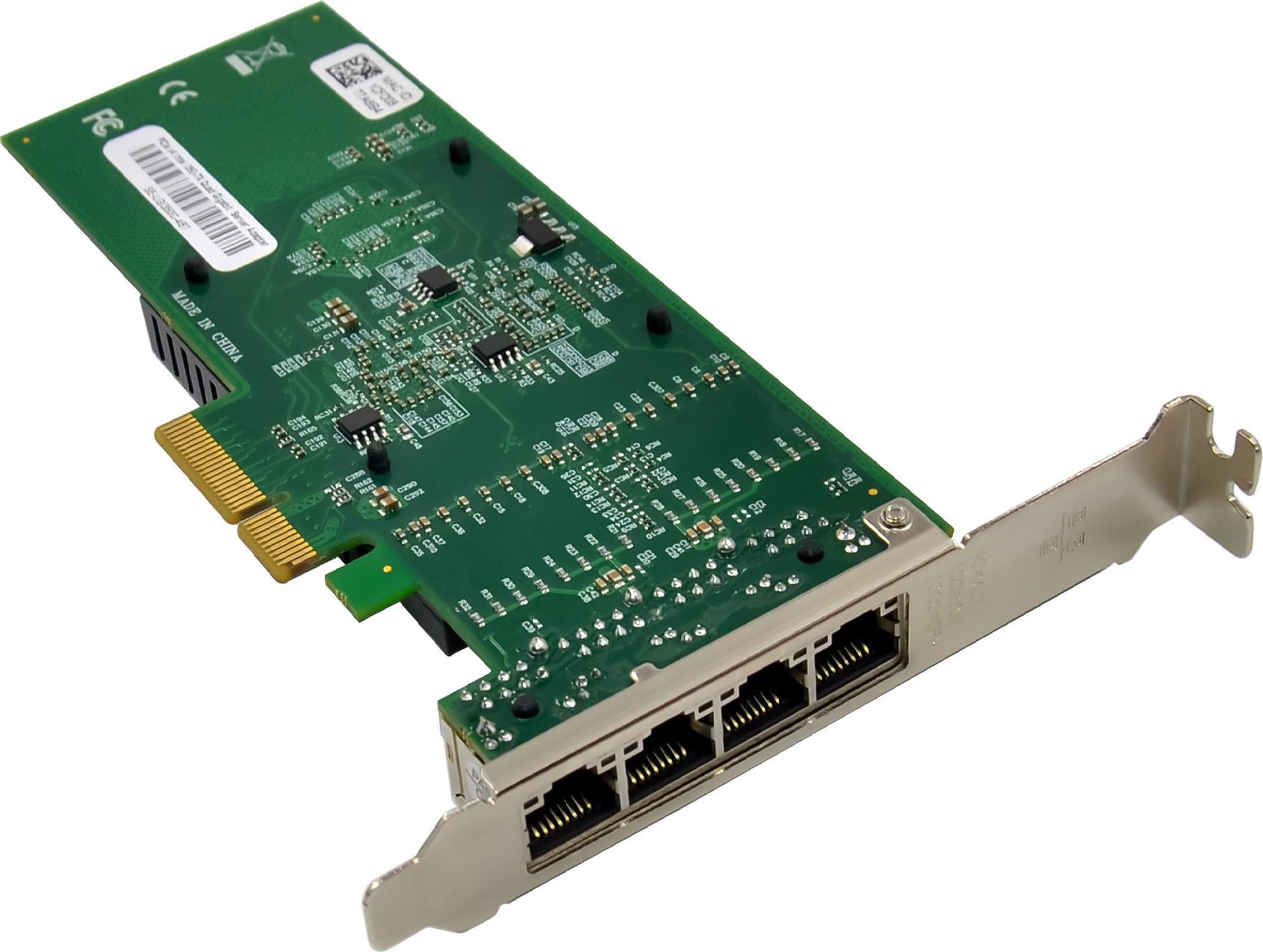 InLine 51127E Quad Gigabit Netzwerkkarte 4x RJ45 1 Gb/s PCIe x4 Schwarz, Silber