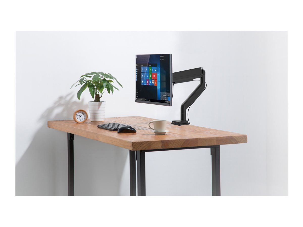 InLine Tischhalterung mit Lifter und USB/Audio für Monitore 17"-32" max. 9 kg Schwarz