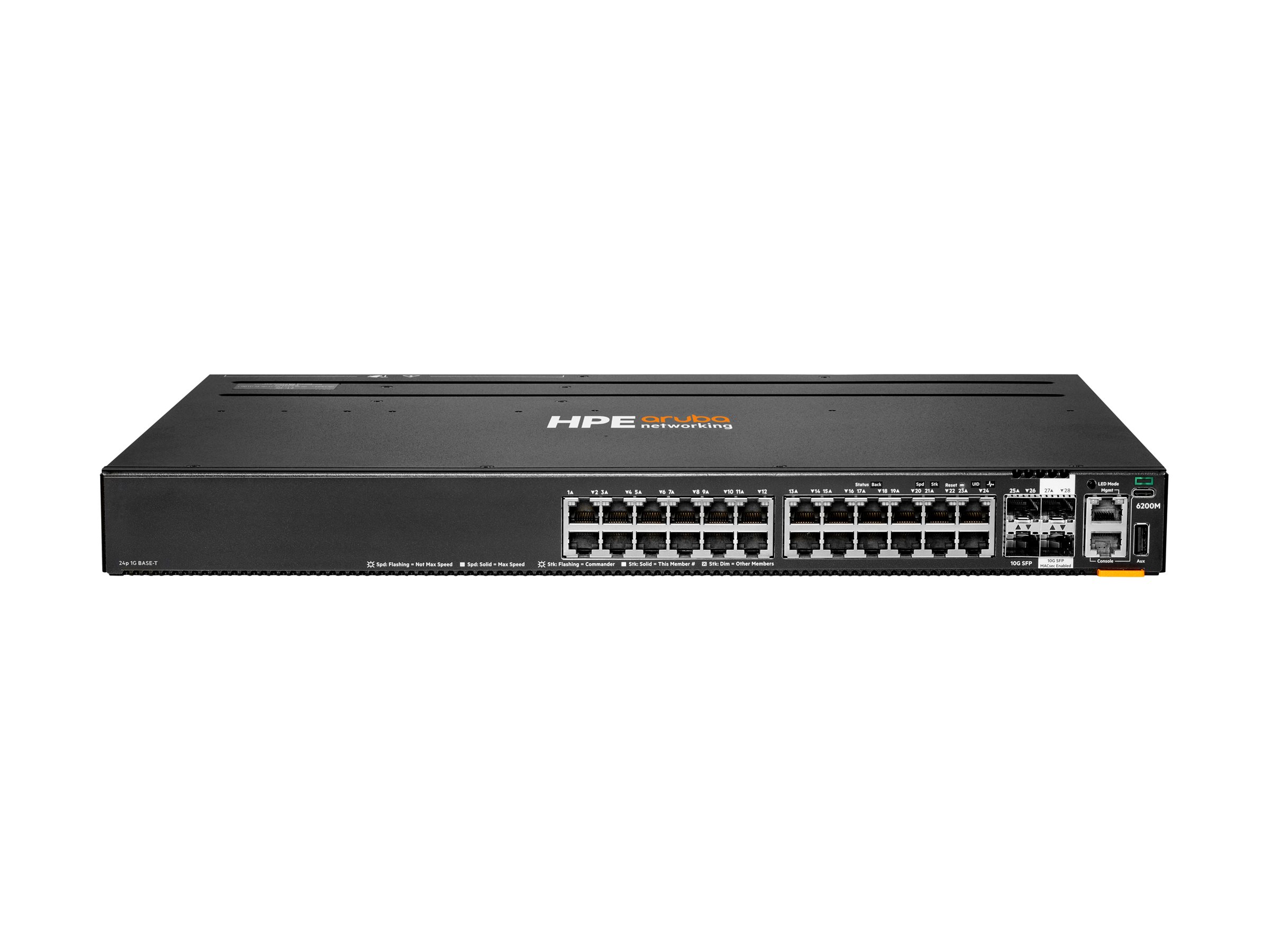 Aruba HPE Aruba CX 6200 Serie 6200M 24G 4SFP+ Switch Grau