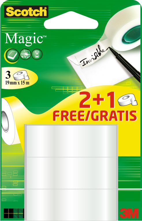 3M Scotch Klebefilm Magic 810, unsichtbar, Vorteilspack 19 mm x 15 m, matt/unsichtbar - 1 Stück (8-1915P3)