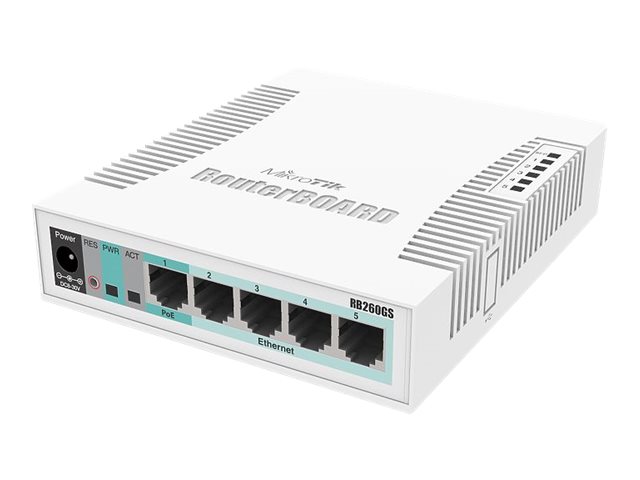 MikroTik RouterBOARD RB260GS Managed Switch 5x GLAN + 1x SFP (PoE) Weiß